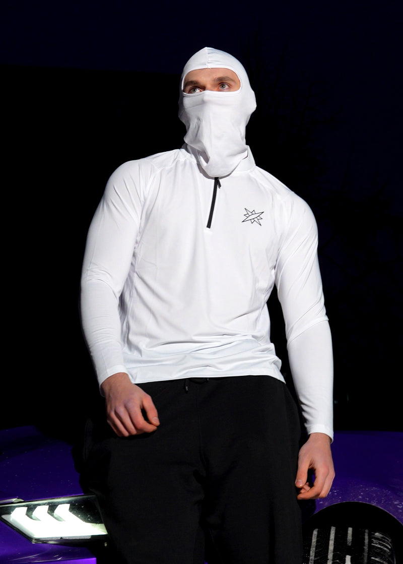 "Honor" 1/4 Zip Compression Tee White