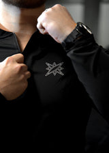 "Honor" 1/4 Zip Compression Tee Black