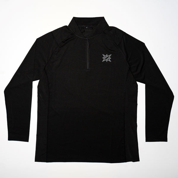 "Honor" 1/4 Zip Compression Tee Black