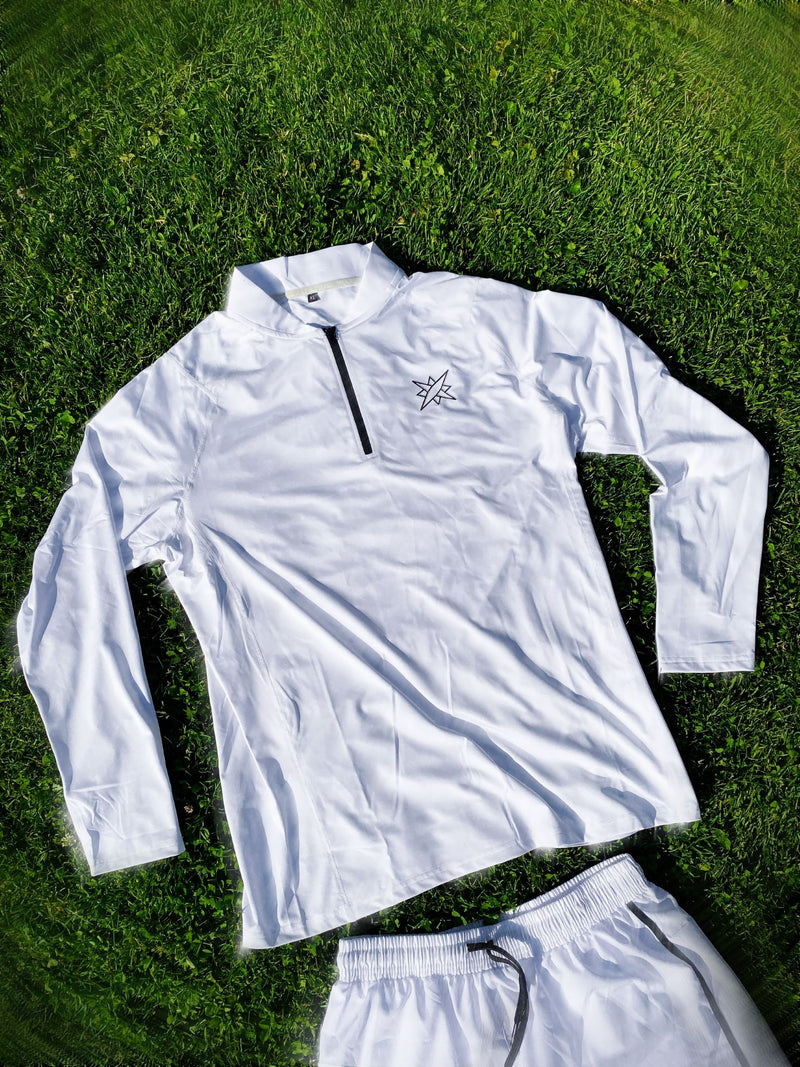 "Honor" 1/4 Zip Compression Tee White